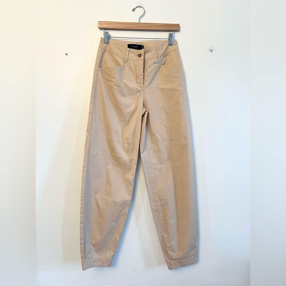 Finn Flare barrel leg trouser 100% cotton tan tapered leg pants fall academia XS